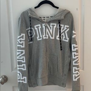VS Pink Grey Zipup Hoodie